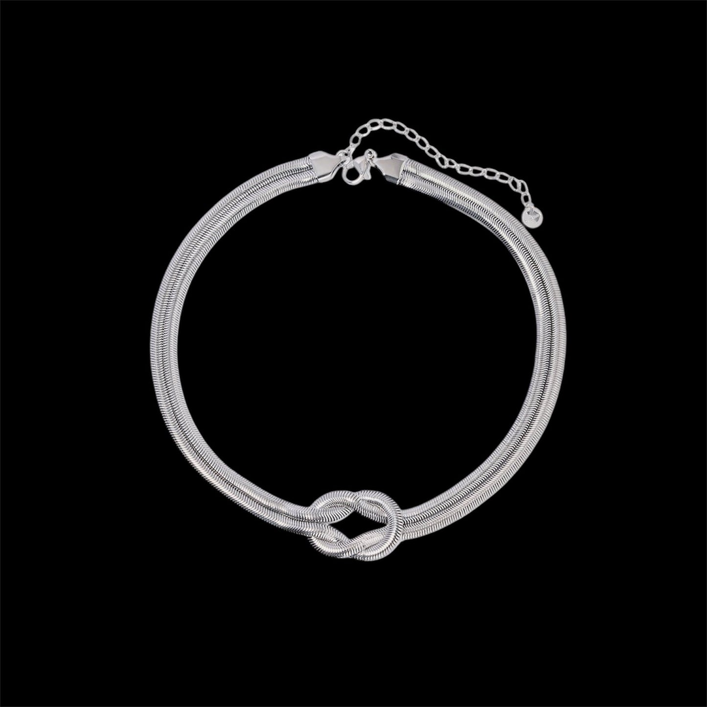 Double Layered Knot Herringbone Choker Necklace