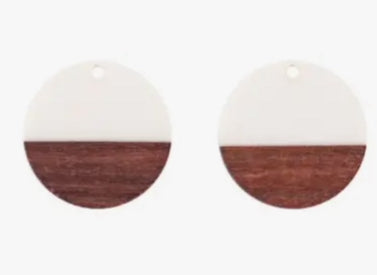 Acrylic and Wood Round Earrings