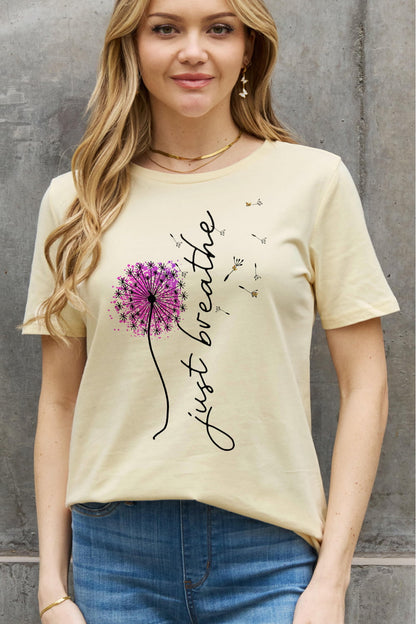 Simply Love JUST BREATHE Graphic Cotton Tee