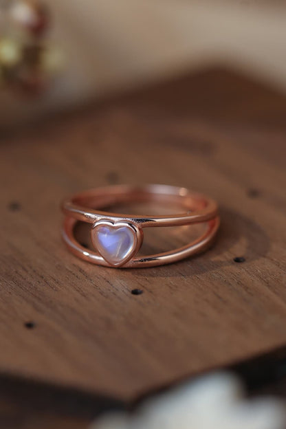 Moonstone Heart 925 Sterling Silver Ring