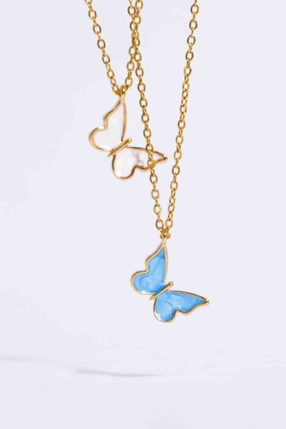 Butterfly Pendant Copper 14K Gold-Plated Necklace