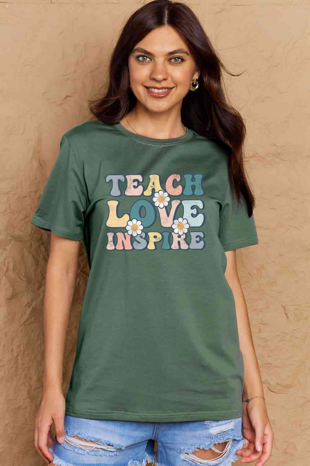 Simply Love Full Size TEACH LOVE INSPIRE Graphic Cotton T-Shirt