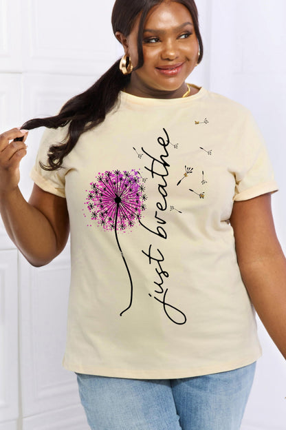 Simply Love JUST BREATHE Graphic Cotton Tee