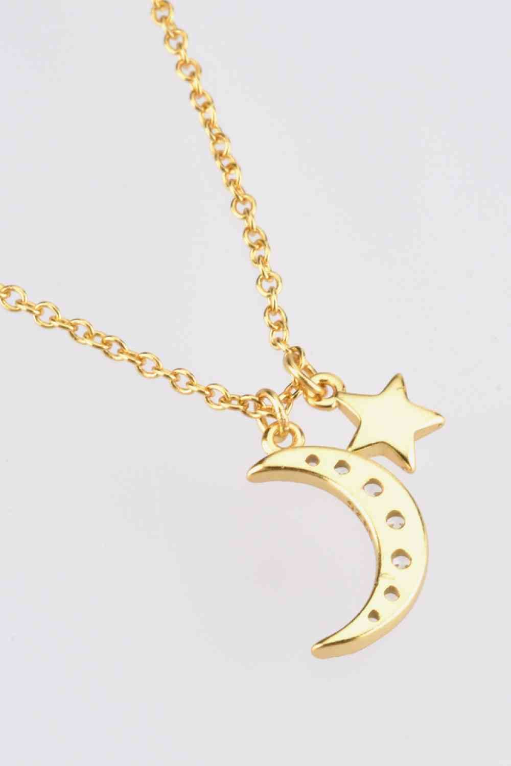 Zircon Star and Moon Pendant Necklace